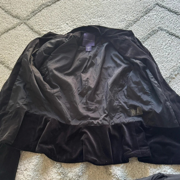 Amaryllis black velvet peplum blazer pearl buttons XS - Picture 5 of 11